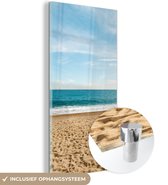 MuchoWow® Glasschilderij 80x160 cm - Schilderij acrylglas - Strand - Zand - Zee - Foto op glas - Schilderijen