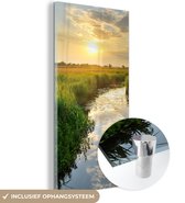 MuchoWow® Glasschilderij 40x80 cm - Schilderij acrylglas - Kreek bij zonsondergang - Foto op glas - Schilderijen