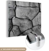 Glasschilderij - Zwart - Wit - Klei - Steen - 20x20 cm - Schilderij glas - Kamerdecoratie