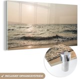 MuchoWow® Glasschilderij 120x60 cm - Schilderij acrylglas - Zee - Strand - Zon - Foto op glas - Schilderijen