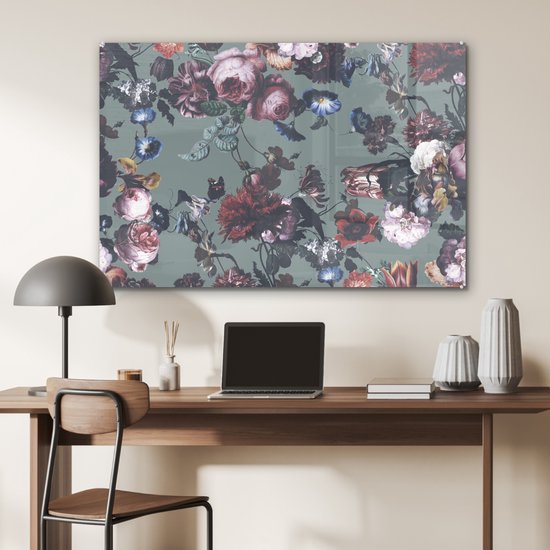 Peinture sur Verre - Fleurs - Roses - Rose - 120x80 cm - Peintures Plexiglas