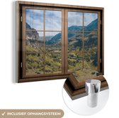 MuchoWow® Peinture sur Verre - Voir à Travers - Berg - Arbre - 30x20 cm - Peintures sur Verre Acrylique - Photo sur Glas