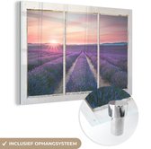 Peinture sur Verre - Voir à Travers - Lavande - Coucher de Soleil - 120x80 cm - Peintures sur Verre Peintures - Photo sur Glas