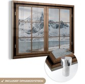 MuchoWow® Glasschilderij 60x40 cm - Schilderij acrylglas - Doorkijk - Landschap - Winter - Foto op glas - Schilderijen