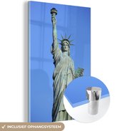 MuchoWow® Glasschilderij 80x120 cm - Schilderij acrylglas - Amerika - Vrijheidsbeeld - New York - Foto op glas - Schilderijen