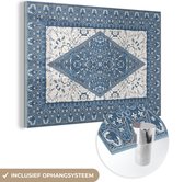 MuchoWow® Peinture sur Verre - Tapis - Tapis Persan - Blauw - 30x20 cm - Peintures sur Verre Acrylique - Photo sur Glas