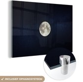 MuchoWow® Glasschilderij 120x80 cm - Schilderij acrylglas - Maan - Universum - Nacht - Foto op glas - Schilderijen