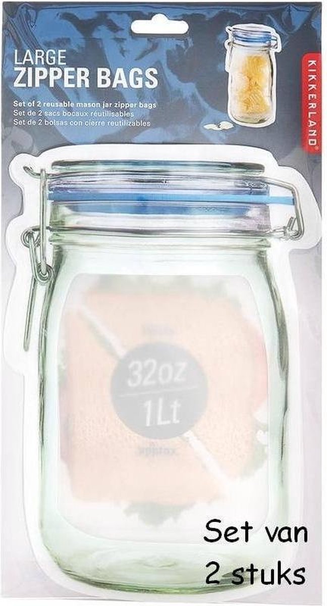 Kikkerland Mason Jar Zipper Bags - Large