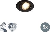 QAZQA mio - Moderne LED Dimbare Inbouwspot met Dimmer - 5 lichts - L 0 mm - Zwart -  Woonkamer | Slaapkamer | Keuken