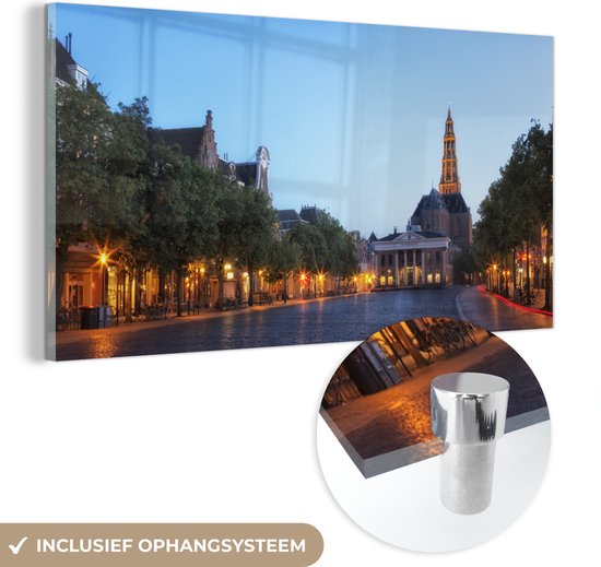 ten tweede Geavanceerd brug MuchoWow® Glasschilderij - Groningen - Vismarkt - Markt - 80x40 cm -  Acrylglas... | bol.com