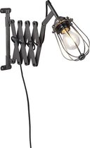 QAZQA scissors wl - Industriele Wandlamp voor binnen - 1 lichts - L 590 mm - Grijs - Industrieel -  Woonkamer | Slaapkamer