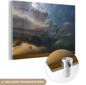 MuchoWow® Glasschilderij 180x120 cm - Schilderij acrylglas - Amerika - Storm - Kansas - Foto op glas - Schilderijen