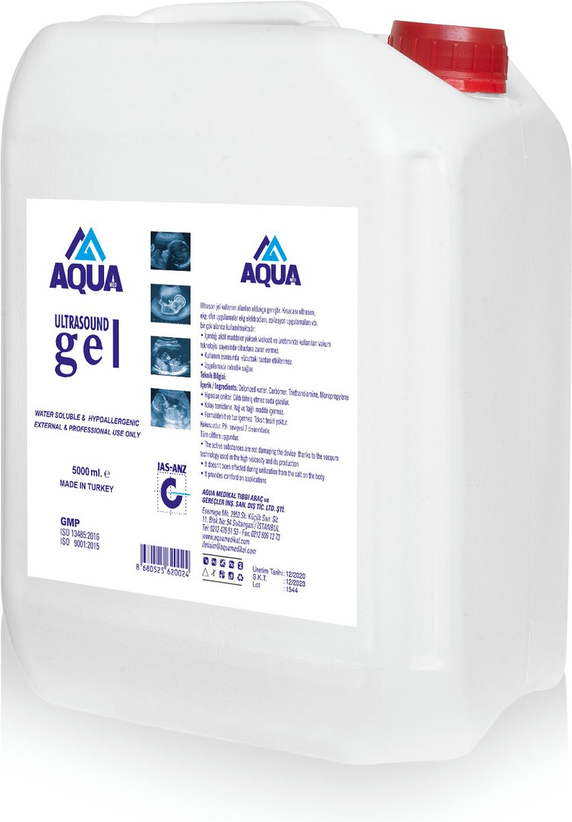 AQUA ULTRASOUND GEL 5000 ML - Diode Gel - Contactgel - Lasergel - IPL Gel - Ultrasound Gel