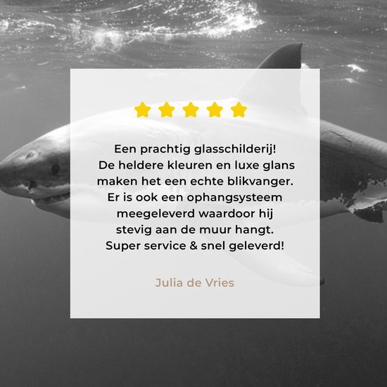 Peinture sur verre - Grand requin blanc - noir et blanc - 120x80 cm - Peintures sur Verre Peintures - Photo sur Glas
