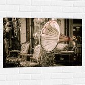 Muursticker - Ouderwets Muziekdoosje - 90x60 cm Foto op Muursticker