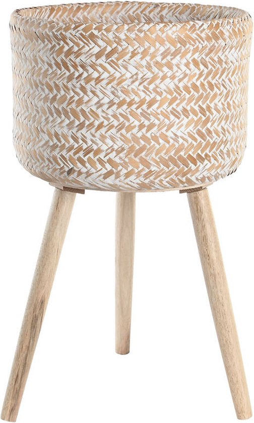 Grondlegger DKD Home Decor 31 x 31 x 52 cm Natuurlijk Wit Bamboe Decapé