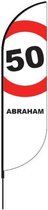 Proflag Beachflag Convex S-60 x 240 cm - Abraham 50 Jaar - Vlag Los