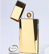 Briquet pro - modèle 2023 - Logo Casamix en bas - Or- Briquet rechargeable avec USB extrêmement fin - affichage de la puissance - - résistant au vent - Briquet Plasma - Briquet Electrique - Briquet Feux d'artifice