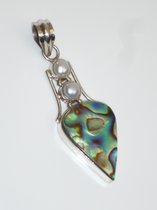Zilveren hanger met abalone shell - lengte 6 cm
