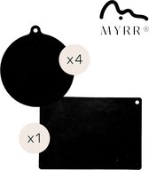 Myrr® Inductie beschermer set - 5 stuks - Inductie matjes rond en vierkant - Hittebestendig tot 240°C - Vaatwasbestendig - Kookplaat beschermer