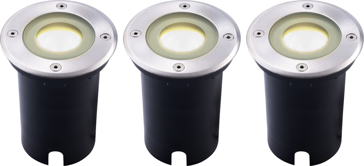 Ledvion Set van 3 LED Grondspot Buiten IP67 3W 230V 345Lm 4000K GU10 wit