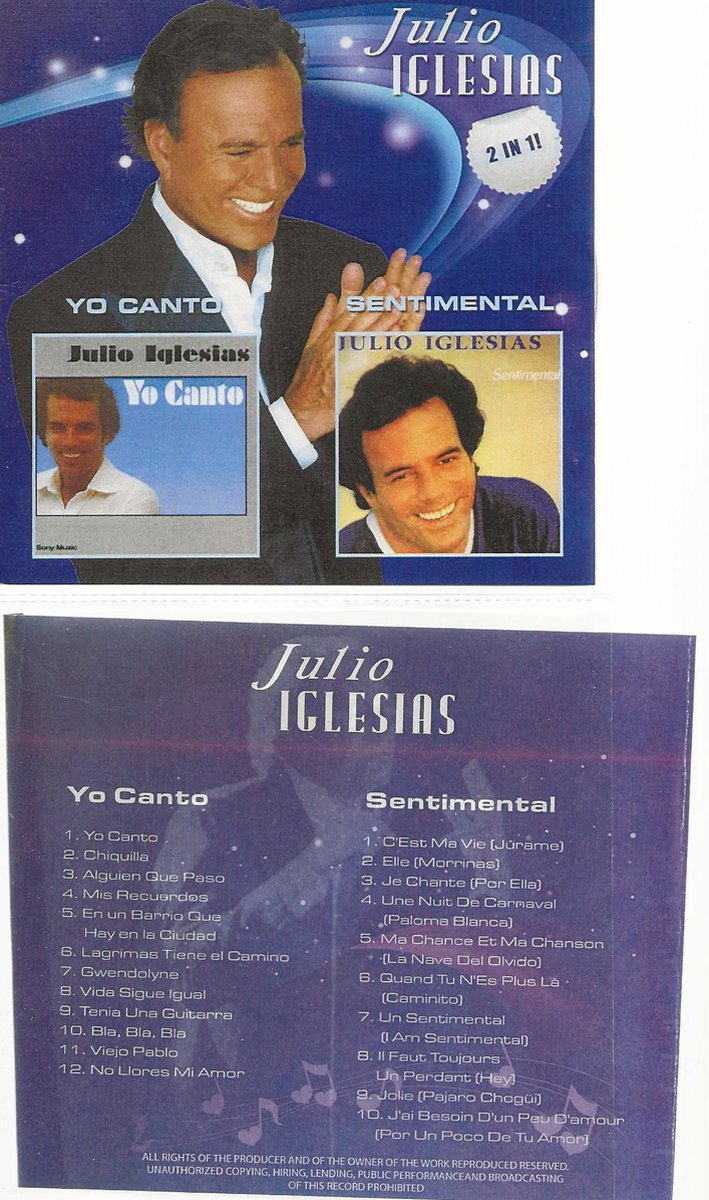 JULIO IGLESIAS YO CANTO + SENTIMENTAL ( import)