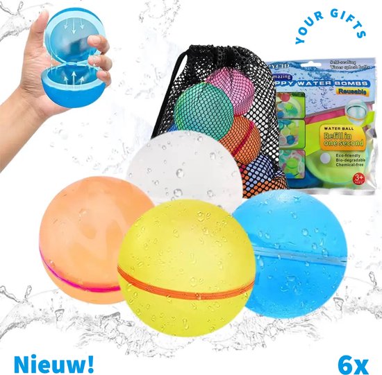 Herbruikbare waterballonnen zelfsluitend 6x - waterspeelgoed voor jongens  en meisjes... | bol.com