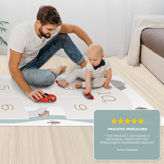 LetsPlaymats® Speelmat baby kinderen - Hinkelpad - Auto - Weg - Kinderen - Rivier - Speelkleed van vinyl - Speeltapijt - Antislip - 90x270 cm van LetsPlaymats® — afbeelding 4