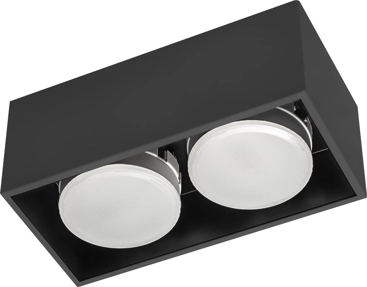 Cube Plafonniere met 2 lichtpunten - Draaibaar licht - Staal - 20 x 8 cm - GX53 - Zwart -