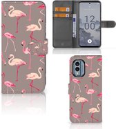 Hoesje met naam Nokia X30 Wallet Book Case Flamingo
