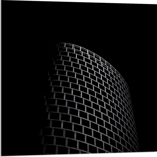 Acrylglas - Abstract Gebouw van Zwarte Vakken - 80x80 cm Foto op Acrylglas (Met Ophangsysteem)