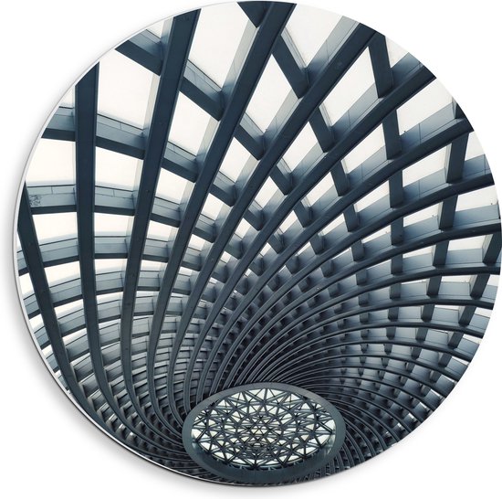 PVC Schuimplaat Muurcirkel - Abstract Kunstwerk met Vakken - 40x40 cm Foto op Muurcirkel (met ophangsysteem)