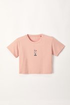 Woody crop-top/T-shirt meisjes/dames - lichtroze - SLOW-SLS-Z/446 - maat XS (14Y)