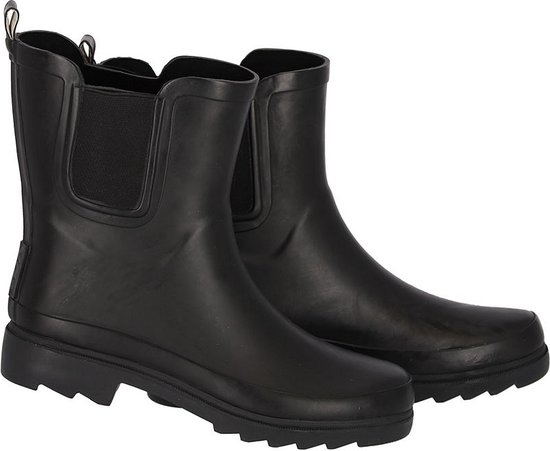 Zwarte XQ Chelsea regenlaarzen van rubber met elastische zijkanten.
