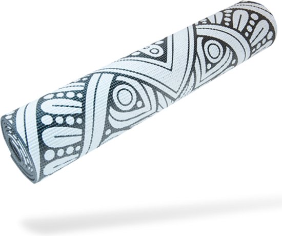 Tapis de yoga antidérapant Matchu Sports - Noir avec mandala - 172 x 61 x 0,6 cm