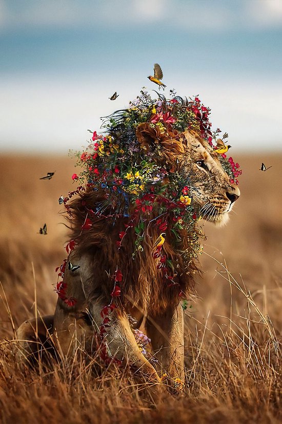 Fantasy Lion - Fotokunst op Plexiglas - Incl. blind ophangsysteem.