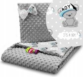 Exclusief Minky set Deken met kussen 75x100cm- Teddy boy