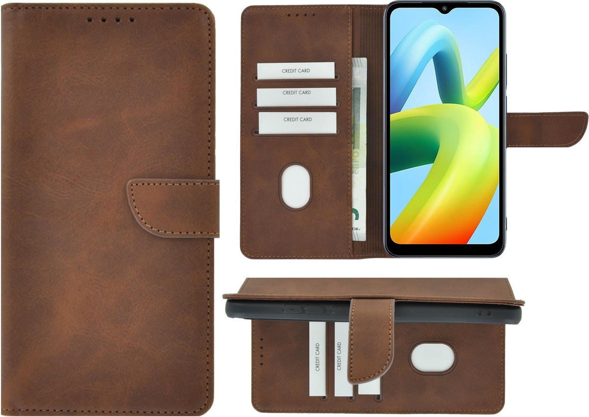 MoDo hoesje Geschikt voor Xiaomi Redmi A1/ Redmi A2 - Kunstleer Book Case - Bruin
