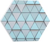 PVC Schuimplaat Hexagon - Geometrisch Ruit Patroon in Blauwe Kleur - 30x26.1 cm Foto op Hexagon (Met Ophangsysteem)