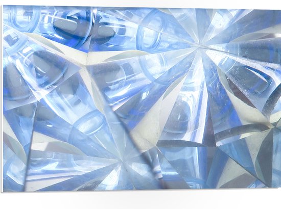PVC Schuimplaat - Abstracte Lichtblauwe Vakken in Tegengestelde Richtingen - 75x50 cm Foto op PVC Schuimplaat (Met Ophangsysteem)