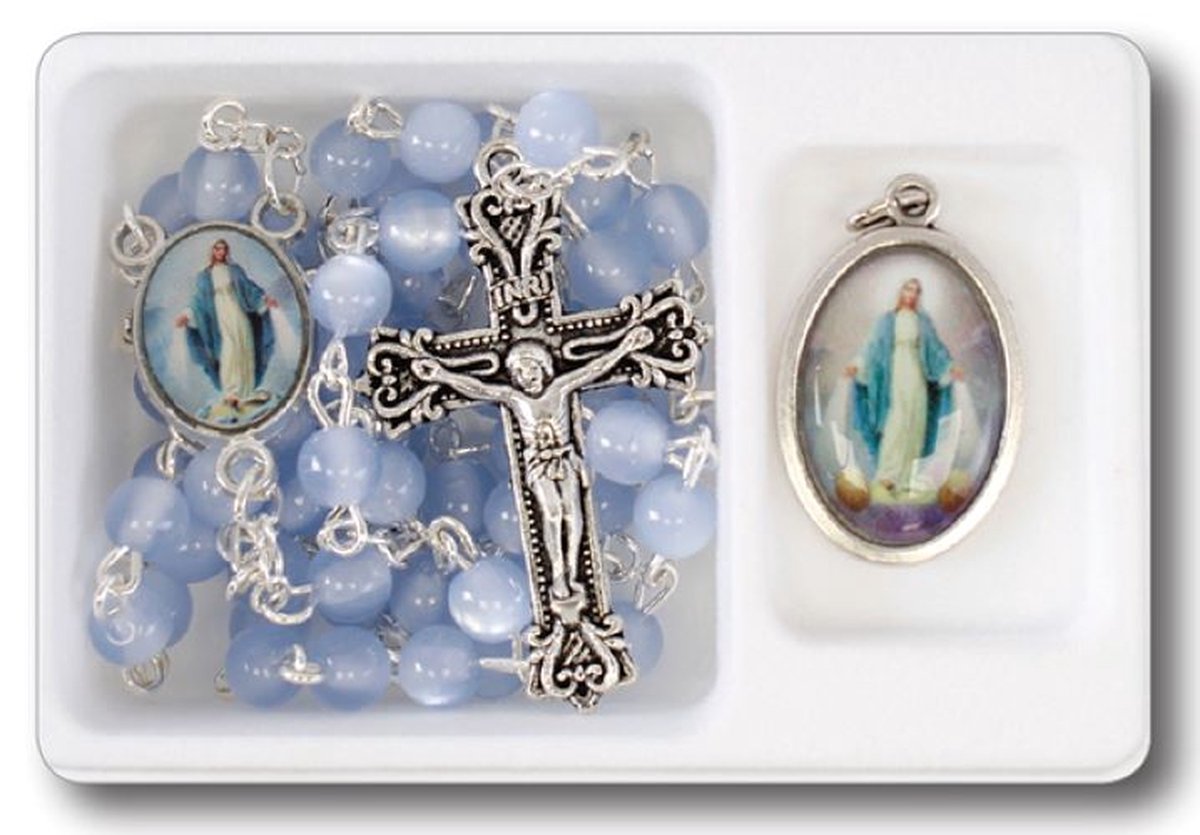 Rozenkrans Maria Wonderdadige blauw met extra medaille 62915