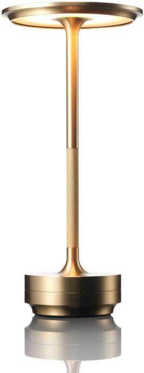 DreamGoods Oplaadbare Tafellamp - 5200mAh - 3 Kleuren Licht - Draadloos & Oplaadbaar - Dimbaar - Op Batterijen - Accu – Touch - Decoratie voor Binnen & Buiten - Woonkamer, Slaapkamer & Tuinverlichting - Industrieel - Goud