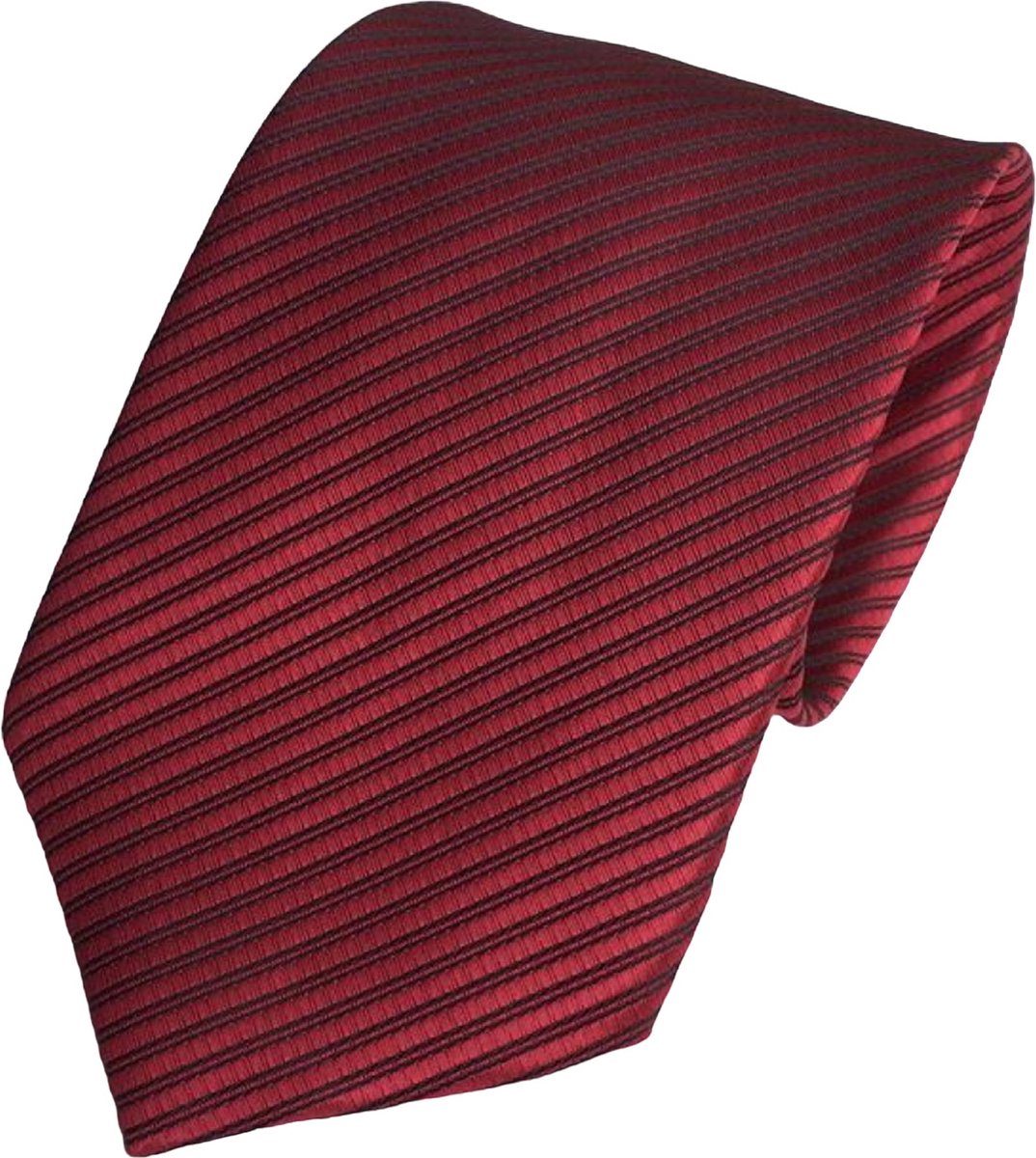 Fako Fashion® - Luxe Stropdas - 145cm - 8cm - Donkerrood Gestreept