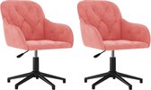 vidaXL Chaises de Chaises de salle à manger pivotantes 2 pièces Velours Rose