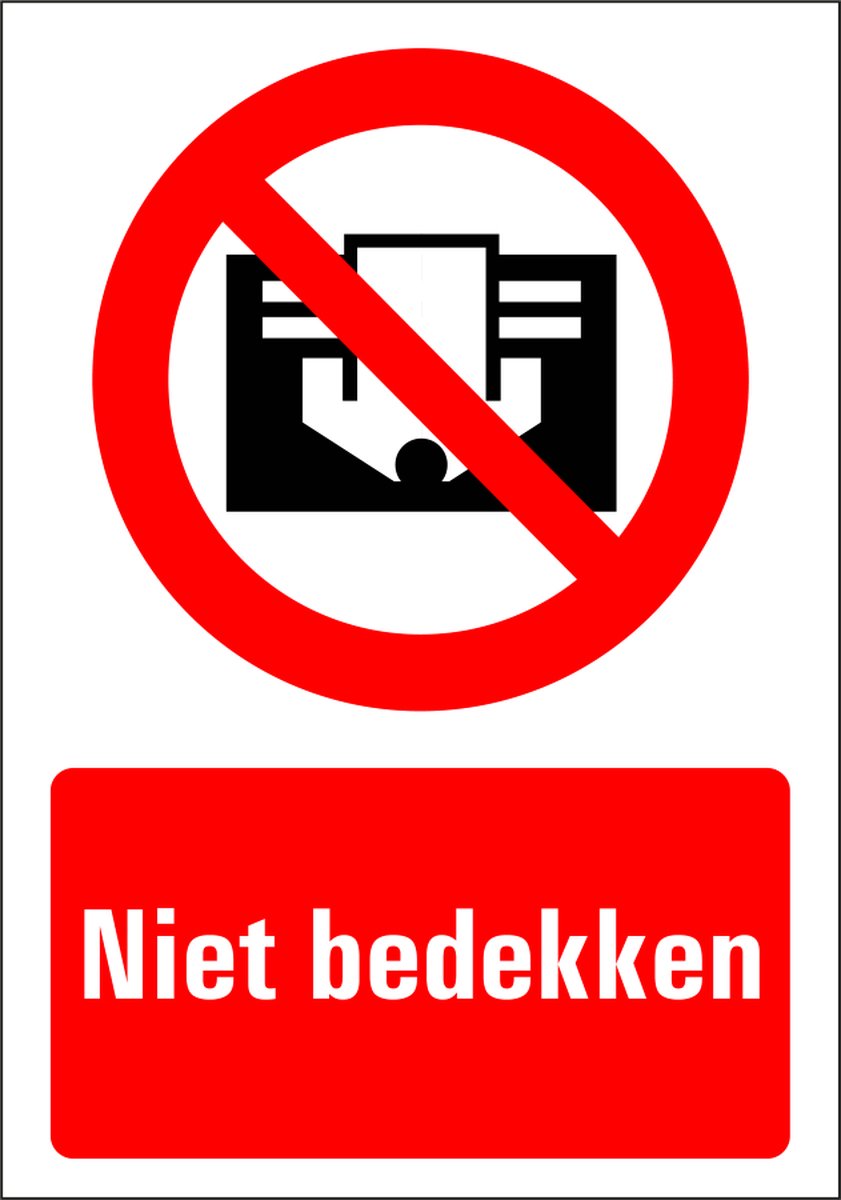 Niet bedekken sticker 210 x 297 mm