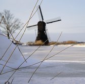 Foto op canvas molen in de winter - 20 x 20 cm