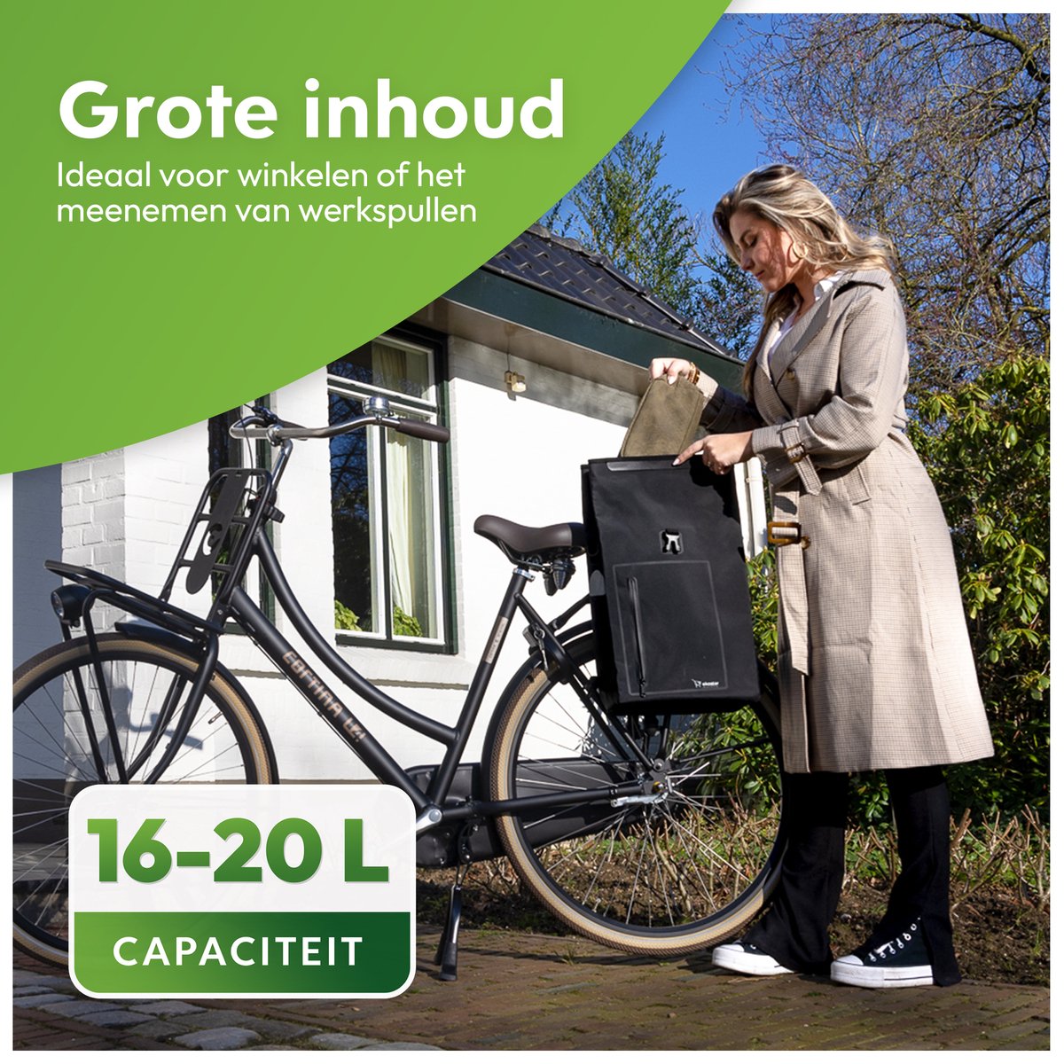 Ekostar® - Fietstassen Dubbel - Waterafstotend - Fietstas - 46 Liter Zwart Fietstassen Electris
