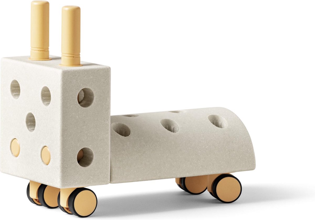 Modu Activity toy Tiny Ride - Looptrainer - Loopwagentje baby - Open einde speelgoed - Blokken - Sand Grey / Honey Yellow