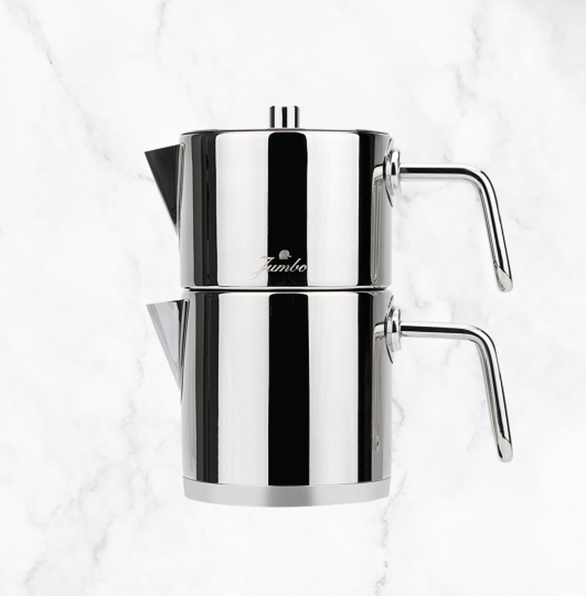 Jumbo Metalix Midi Theepot RVS - 2-delig - Inductie - 0,9L + 1,2L - Dubbele Theeketel Set