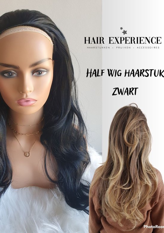 Clip In Extensions Halve Pruik Dames Zwart Lang Stijl Haar